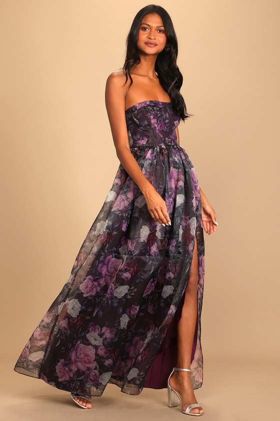 strapless floral dress